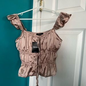 Forever 21 Tie-Front Satin Top